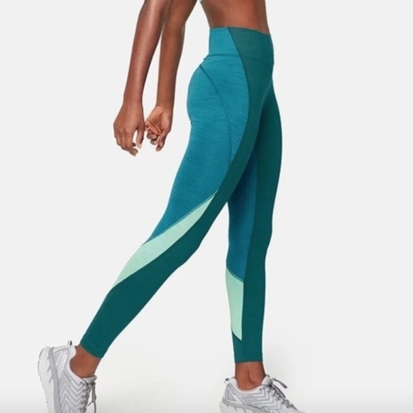 Outdoor Voices TechSweat‎ 7/8 Zoom Leggings Green and Blue Size Small - Picture 1 of 9
